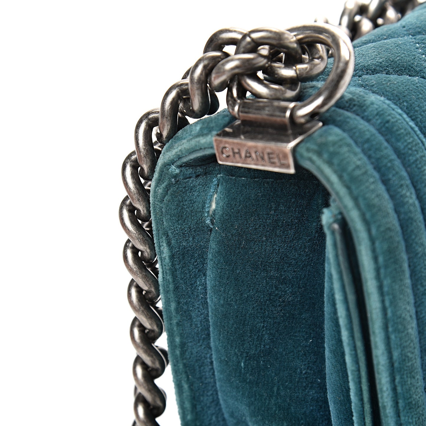Velvet Quilted Small Boy Flap Turquoise