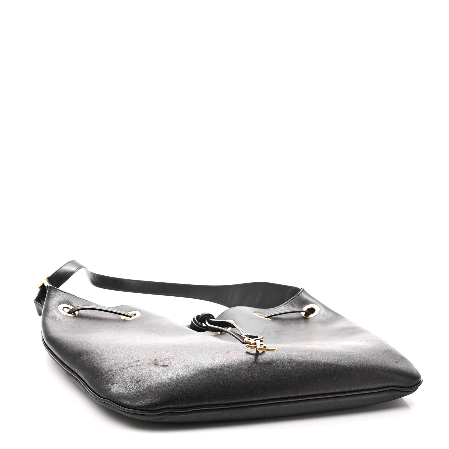 Saint Laurent Smooth Calfskin Paris VII Large Flat Hobo Black 5 of 11
