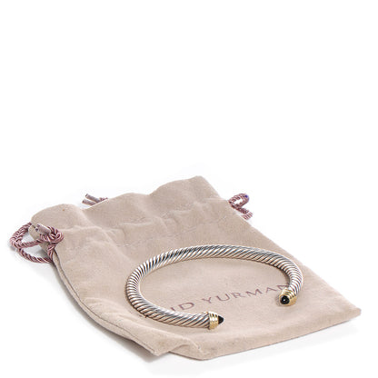 David Yurman Sterling Silver 14K Yellow Gold Black Onyx 5mm Cable Classics Bracelet 6 of 6