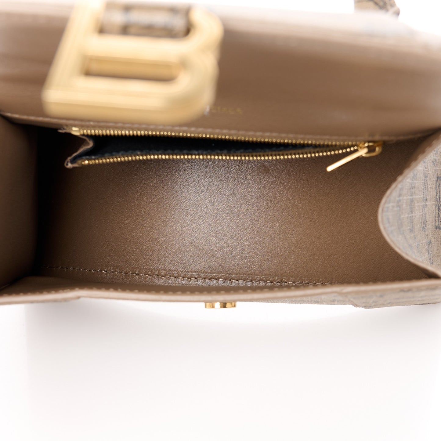 Coated Canvas BB Monogram Small Hourglass Top Handle Bag Beige Brown