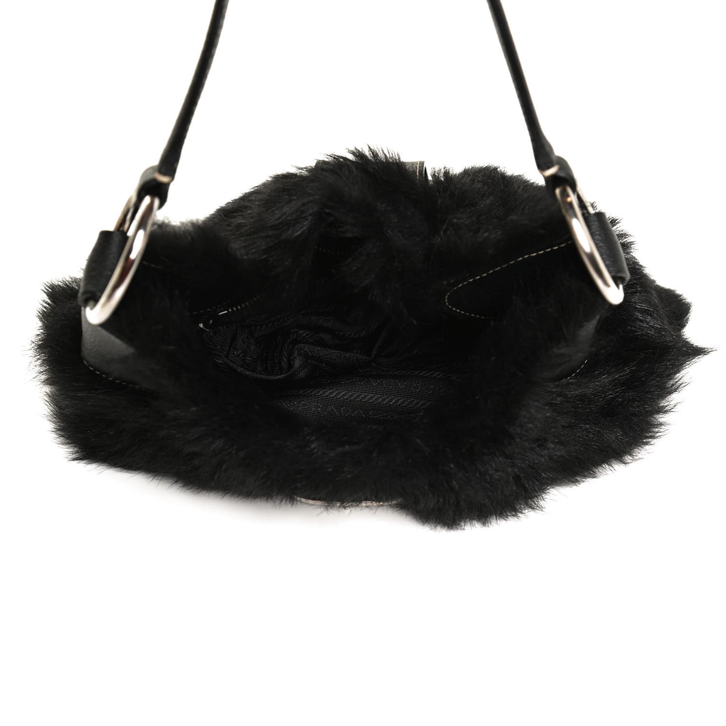 Eco Lapin Faux Fur Buckle Hobo Black