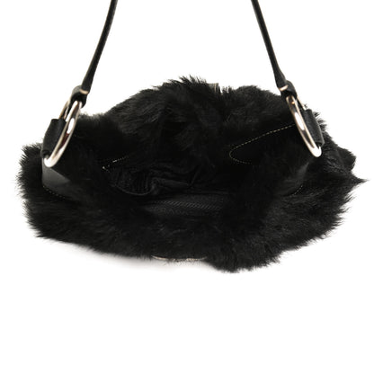 Prada Eco Lapin Faux Fur Buckle Hobo Black 5 of 10