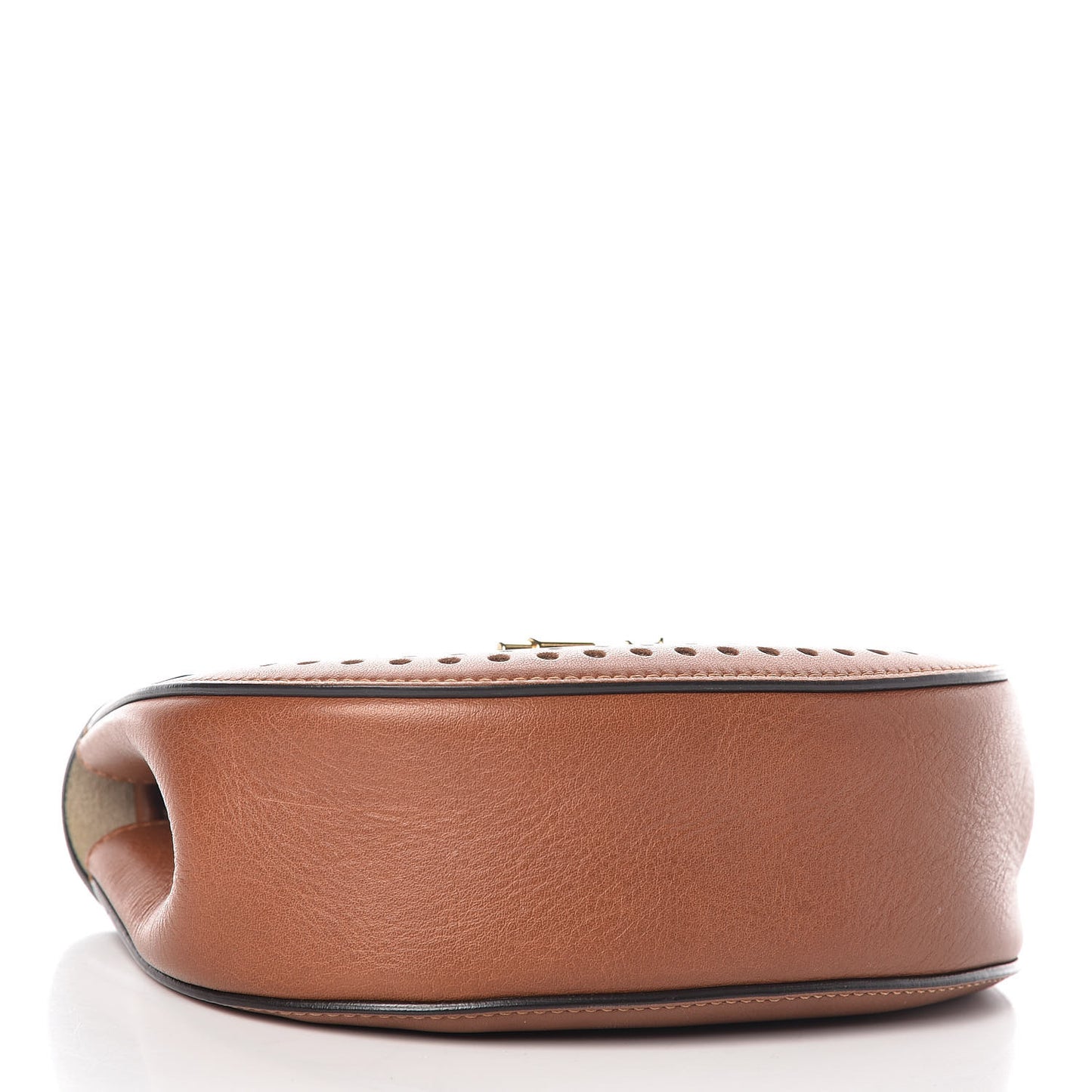Calfskin Perforated Mini Drew Shoulder Bag Caramel