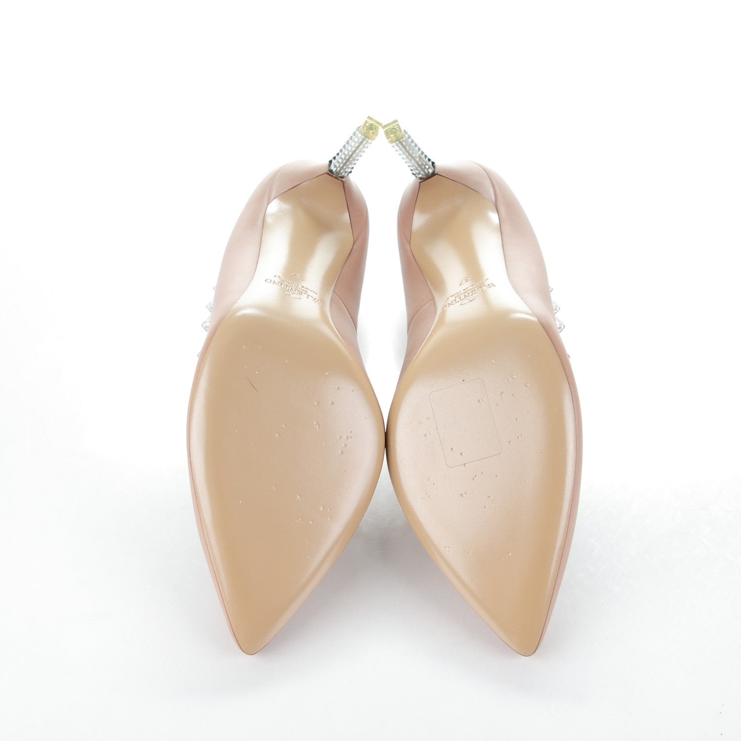 Valentino Garavani Calfskin PVC Naked Rockstud Pumps 37 Poudre 5 of 8