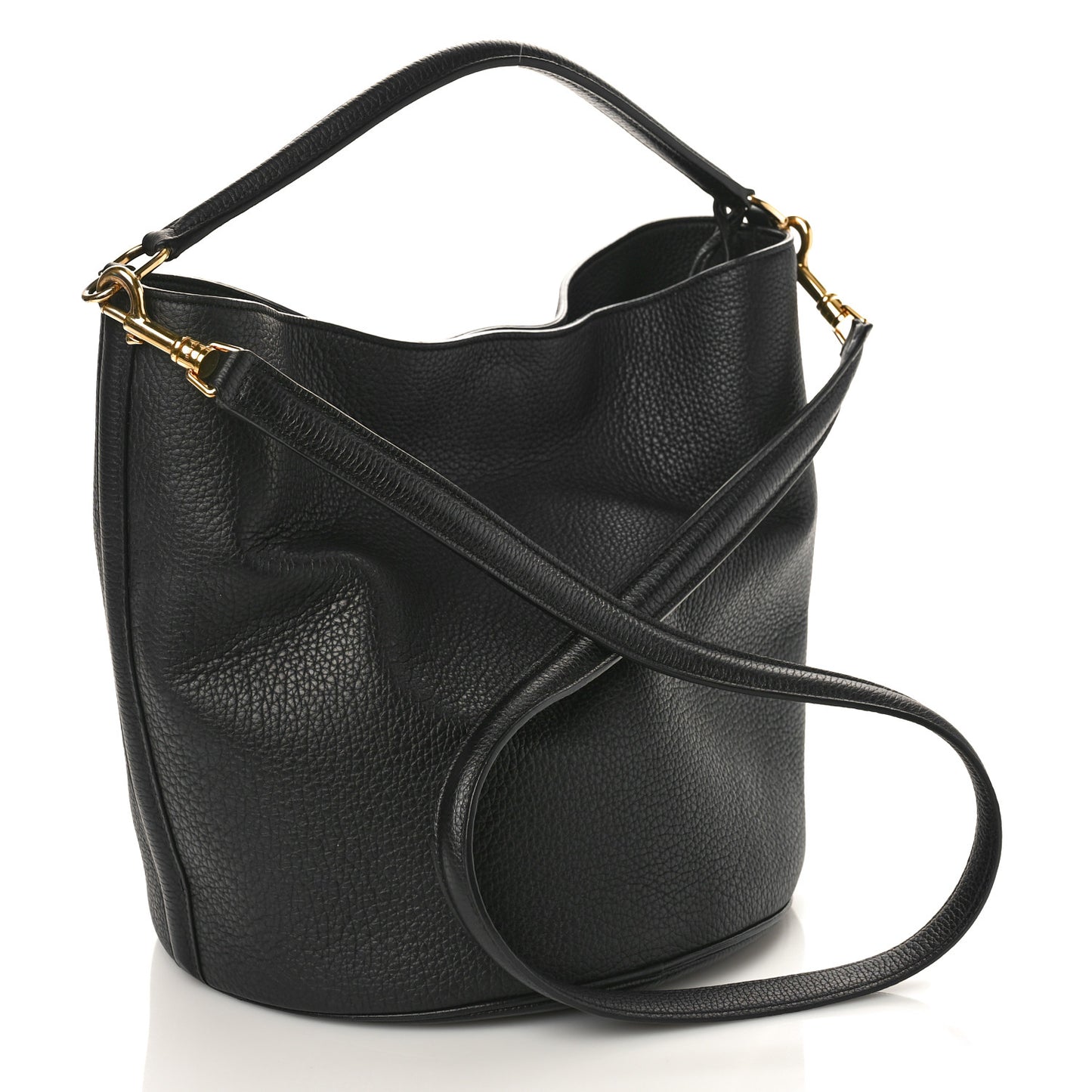 Supple Grained Calfskin Bucket 16 Bag Black