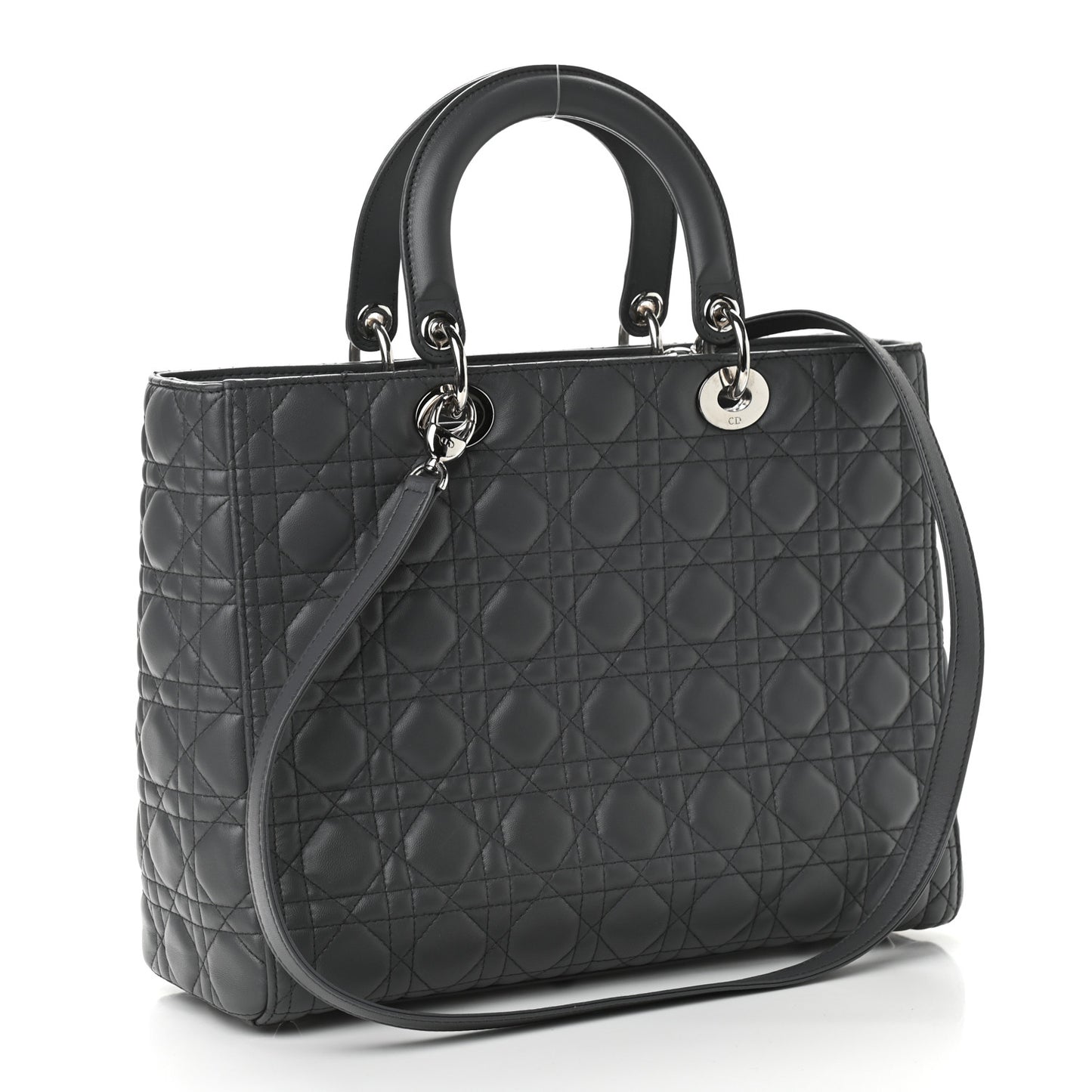 Lambskin Cannage Large Lady Dior Grey