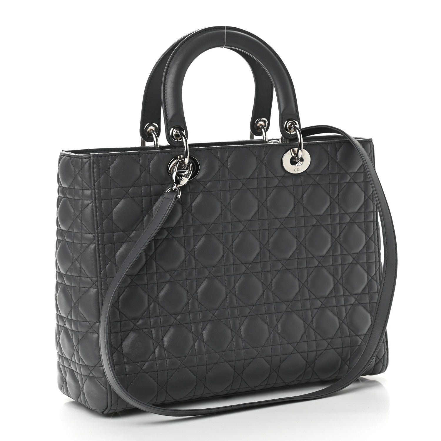 Christian Dior Lambskin Cannage Large Lady Dior Grey 3 of 15