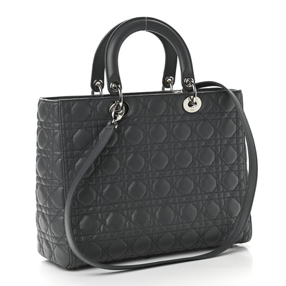 Christian Dior Lambskin Cannage Large Lady Dior Grey 3 of 15