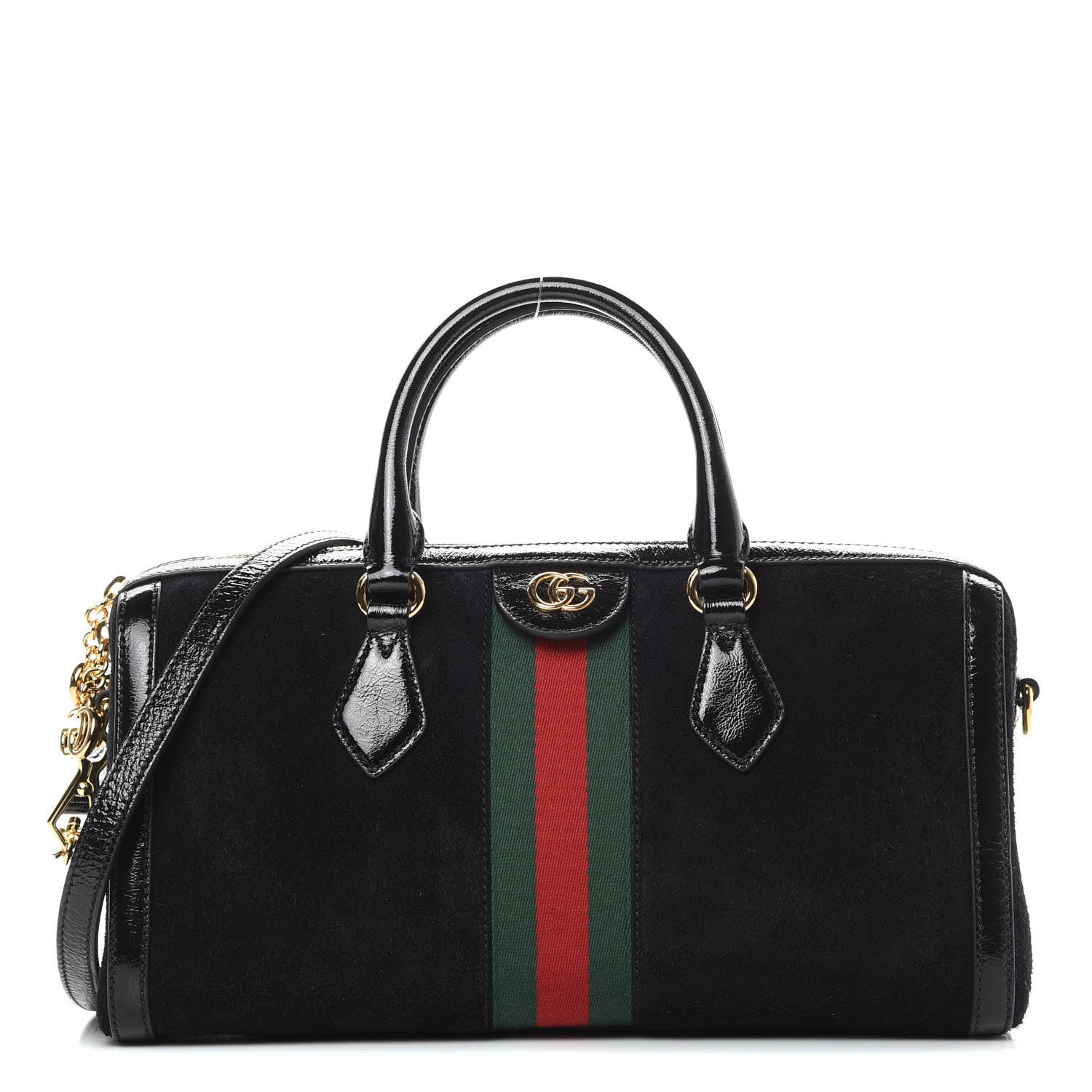 Gucci Suede Patent GG Web Medium Ophidia Boston Black 1 of 12