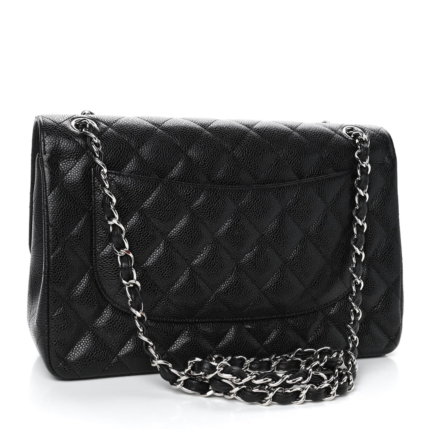 Caviar Quilted Jumbo Double Flap Black