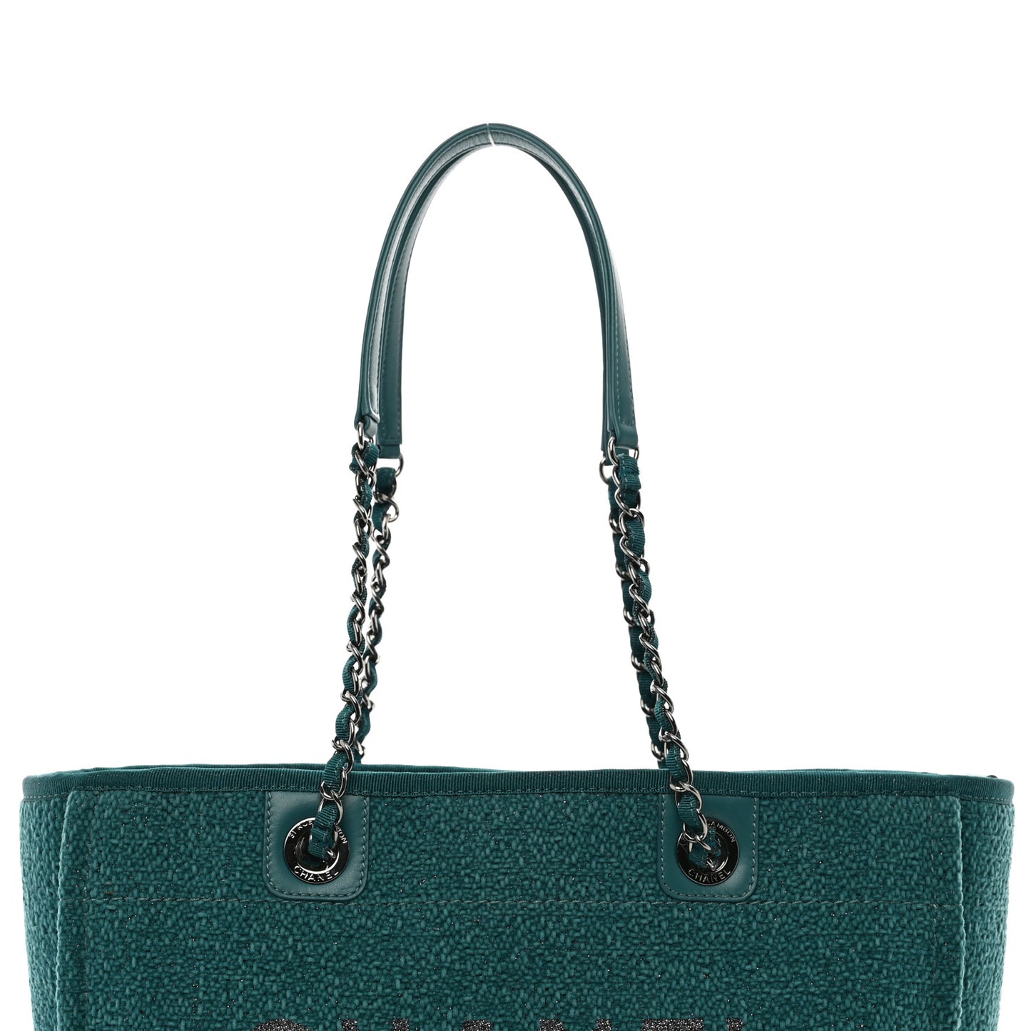 Lurex Boucle Small Deauville Tote Turquoise