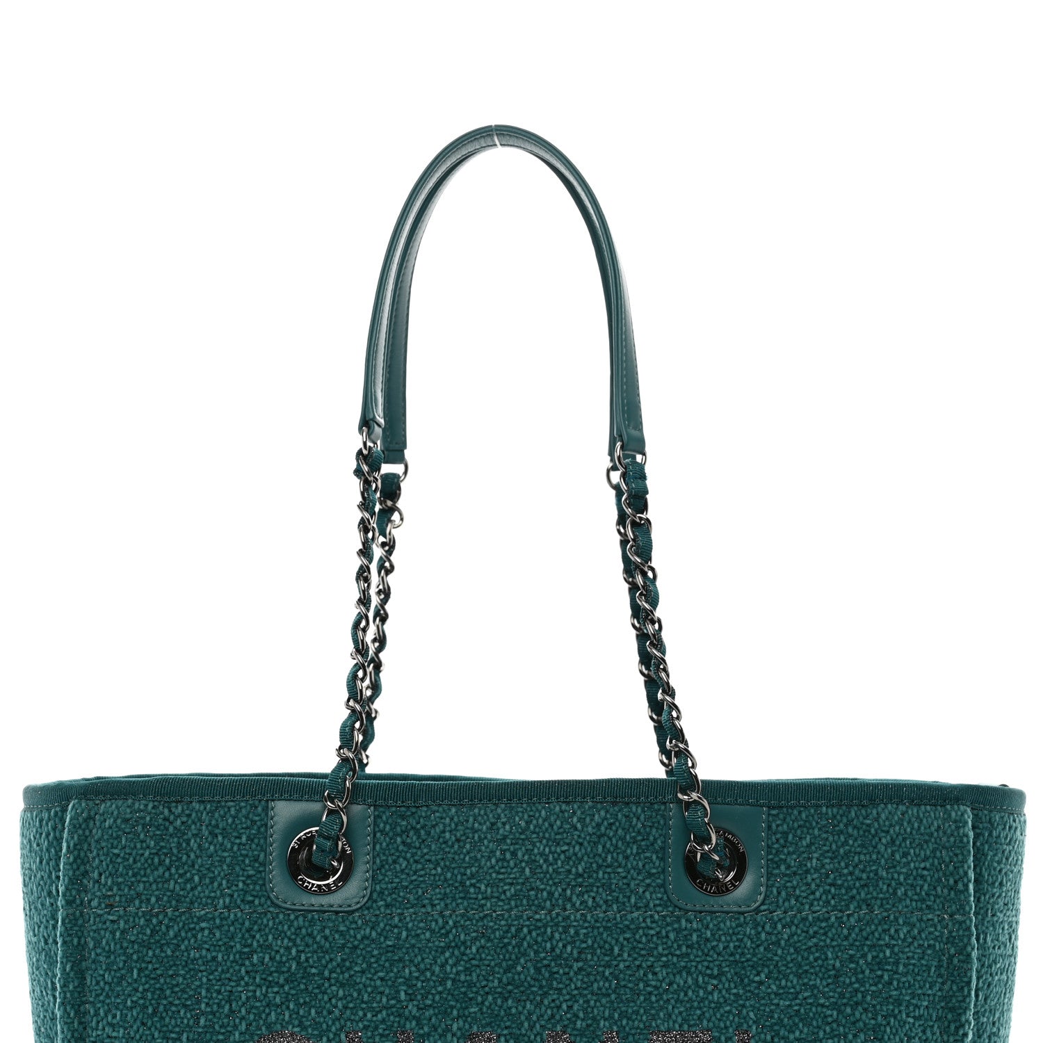 Chanel Lurex Boucle Small Deauville Tote Turquoise 5 of 10