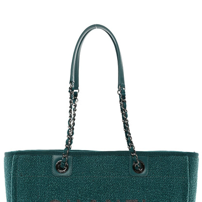 Chanel Lurex Boucle Small Deauville Tote Turquoise 5 of 10