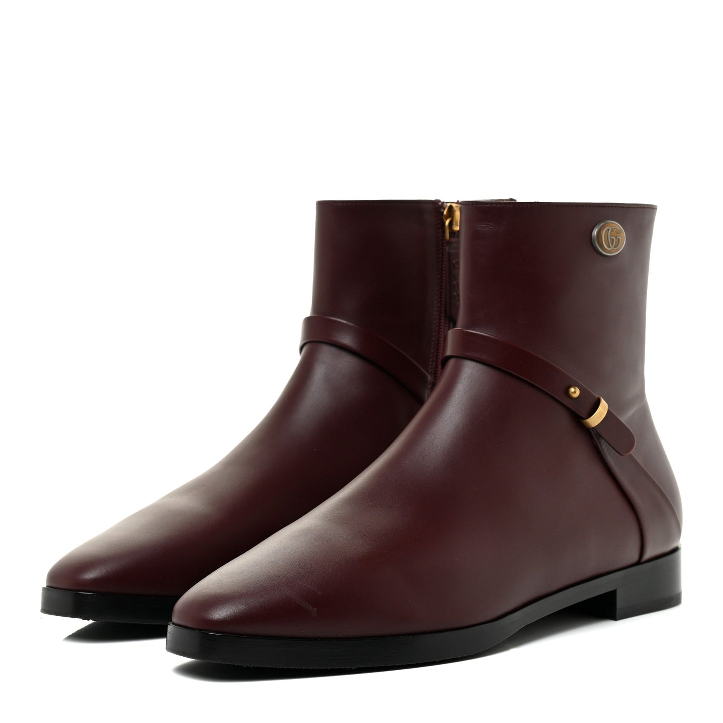 Calfskin Womens GG Ankle Boots 38.5 Vintage Bordeaux