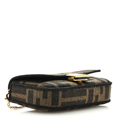 Fendi Fabric Jacquard FF 1974 Nano Baguette Charm Tobacco Moro Black 3 of 7