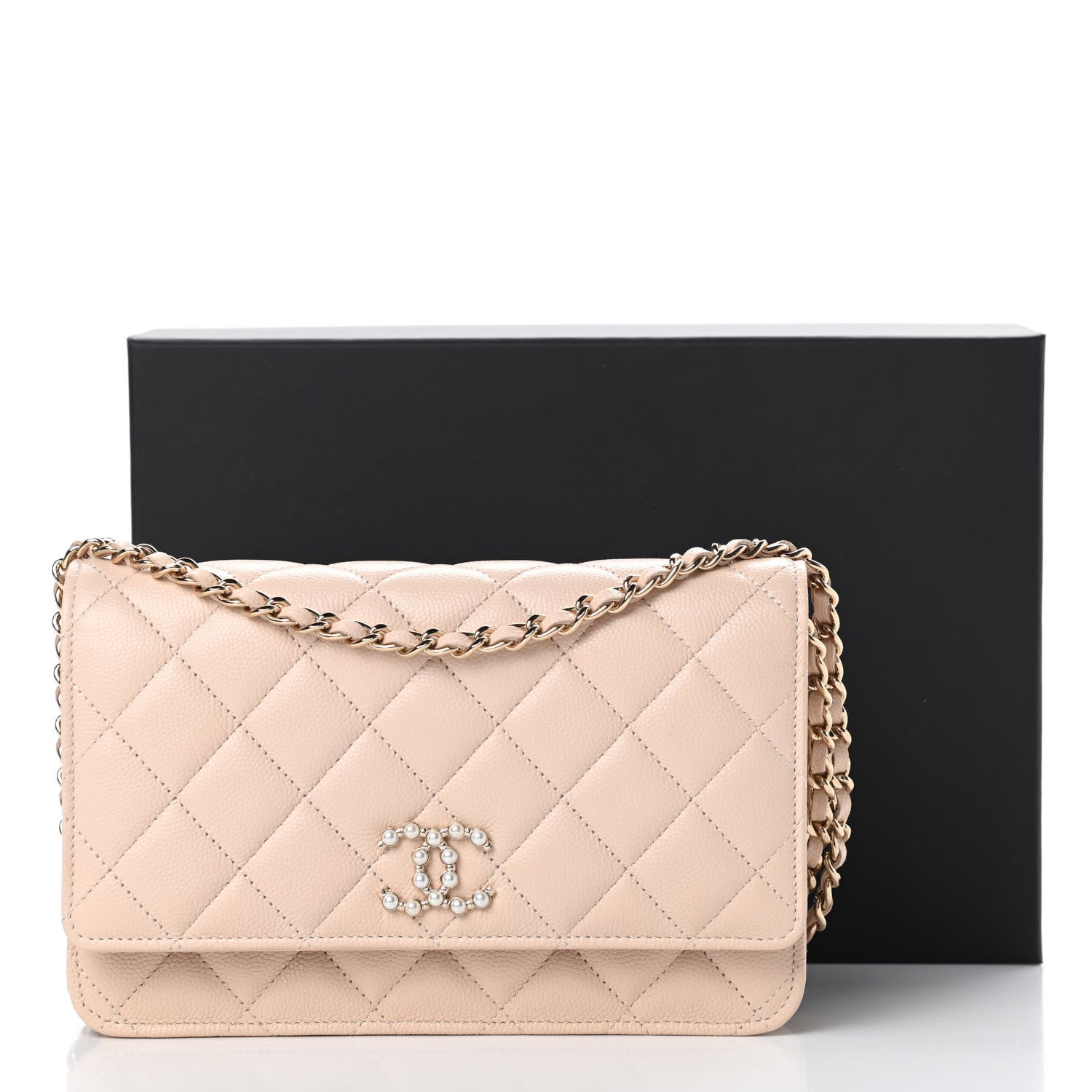 Chanel Caviar Quilted Coco Candy Wallet On Chain WOC Beige 13 of 13