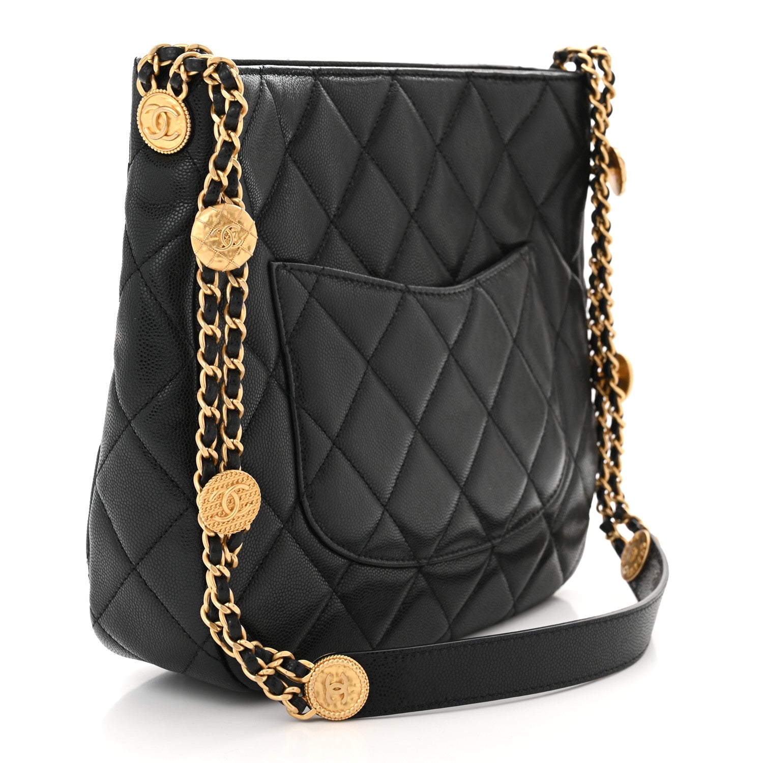Chanel Caviar Quilted Twist Your Buttons Hobo Black 3 of 11
