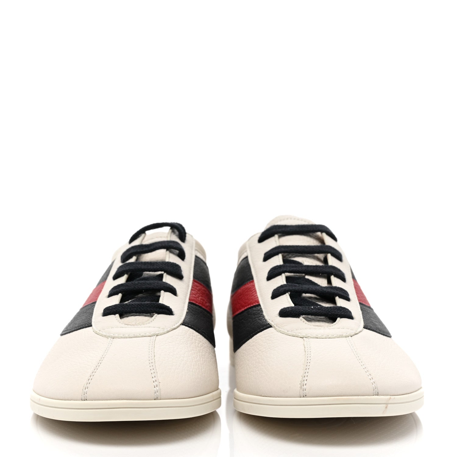 Gucci Calfskin Mens Web Falacer Sneakers 8 White Blue 2 of 10