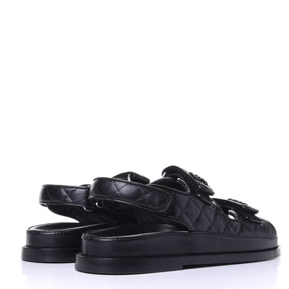 Chanel Lambskin Velcro Dad Sandals 37.5 Black 4 of 11