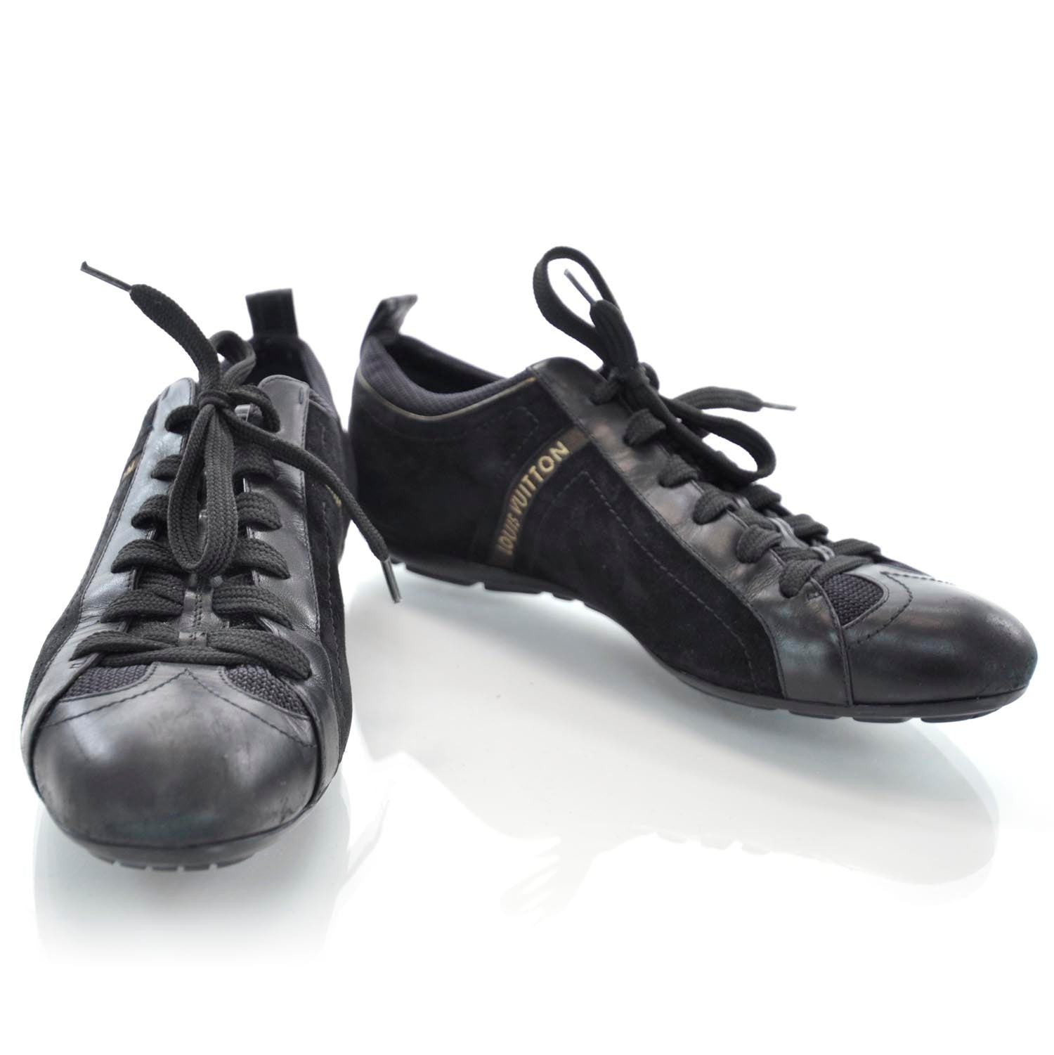 Louis Vuitton Suede Leather Sneakers 39 Black 1 of 9