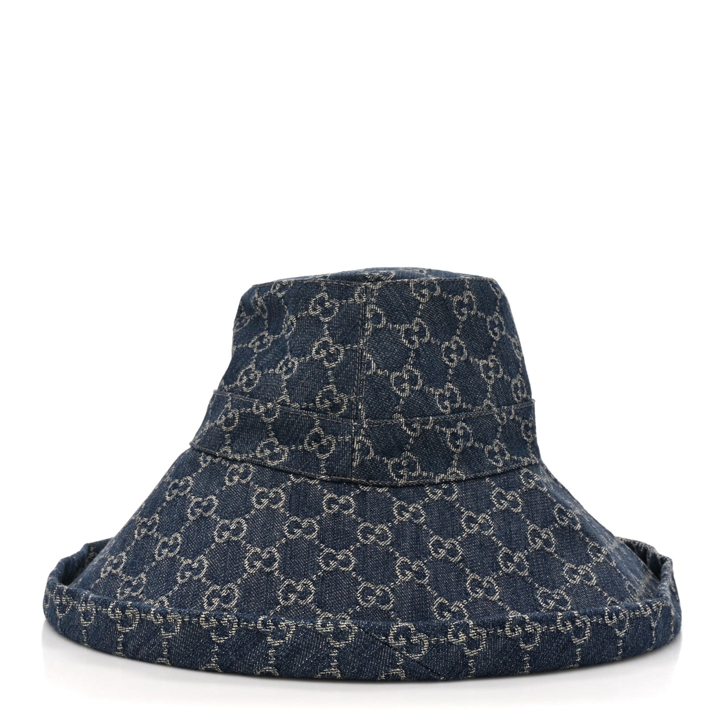 Eco Washed Denim GG Monogram Brim Hat L Blue Ivory
