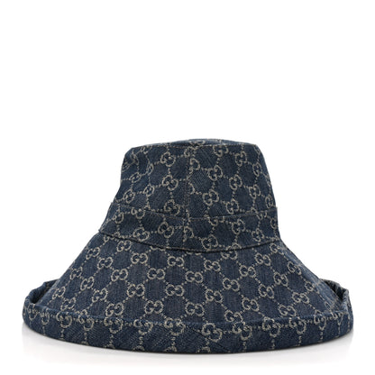 Gucci Eco Washed Denim GG Monogram Brim Hat L Blue Ivory 4 of 10