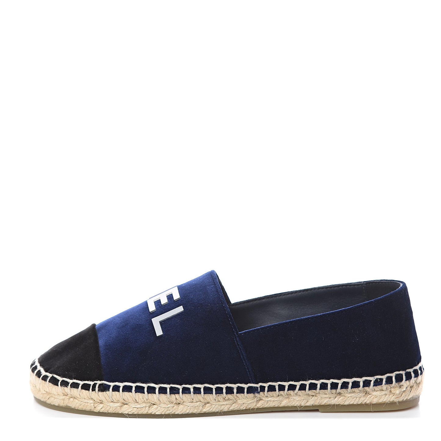 Velvet Logo Espadrilles 36 Navy Black