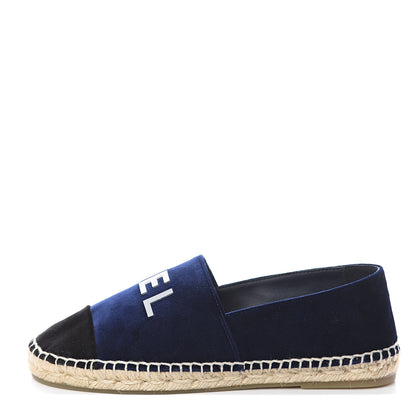 Chanel Velvet Logo Espadrilles 36 Navy Black 1 of 7