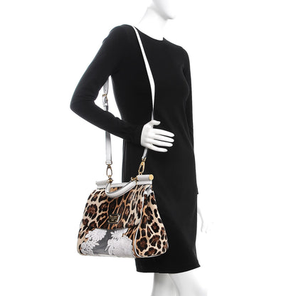 Dolce & Gabbana Calf Hair Leopard Print Lace Large Miss Sicily Satchel White 2 of 23