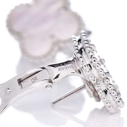 Van Cleef & Arpels 18K White Gold Mother of Pearl Vintage Alhambra Earrings 4 of 5