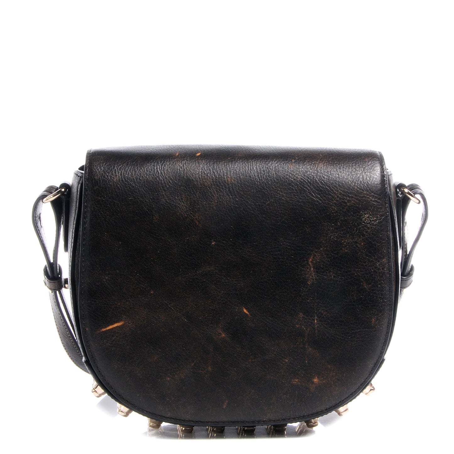 Distressed Lambskin Lia Small Parquet Brown
