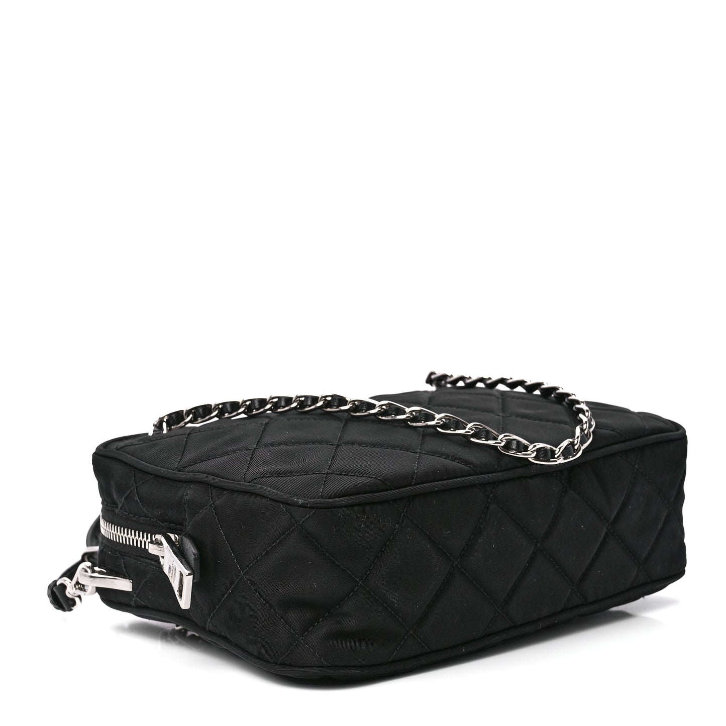 Nylon Tessuto Impuntu Quilted Bandoliera Crossbody Bag Black