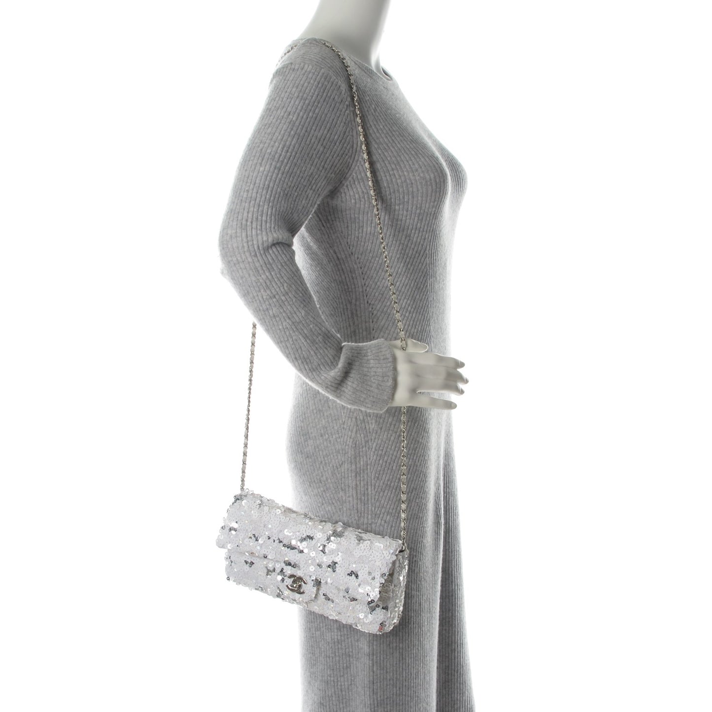Sequin East West Flap Dark White