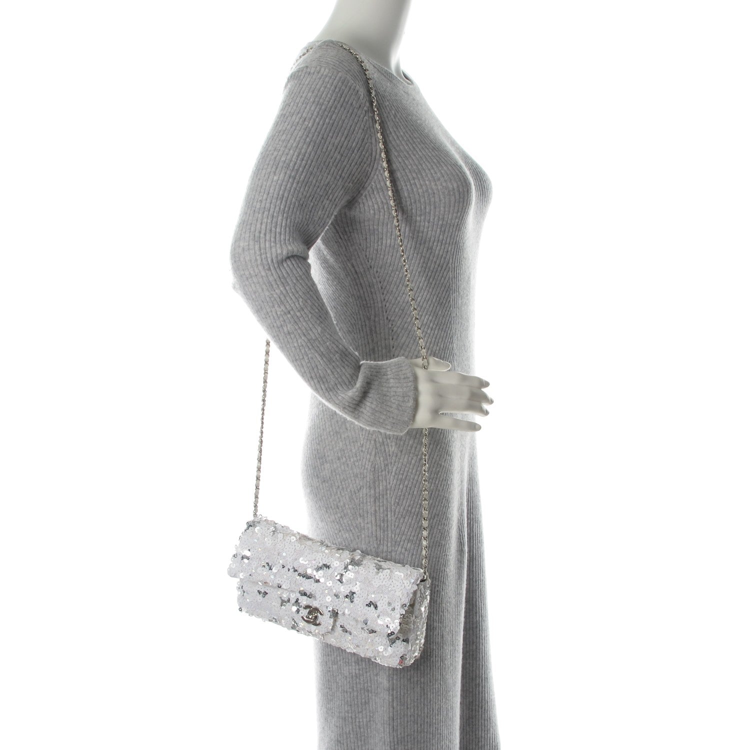 Chanel Sequin East West Flap Dark White 2 of 7