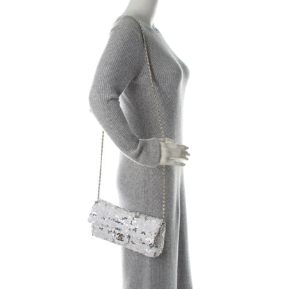 Chanel Sequin East West Flap Dark White 2 of 7