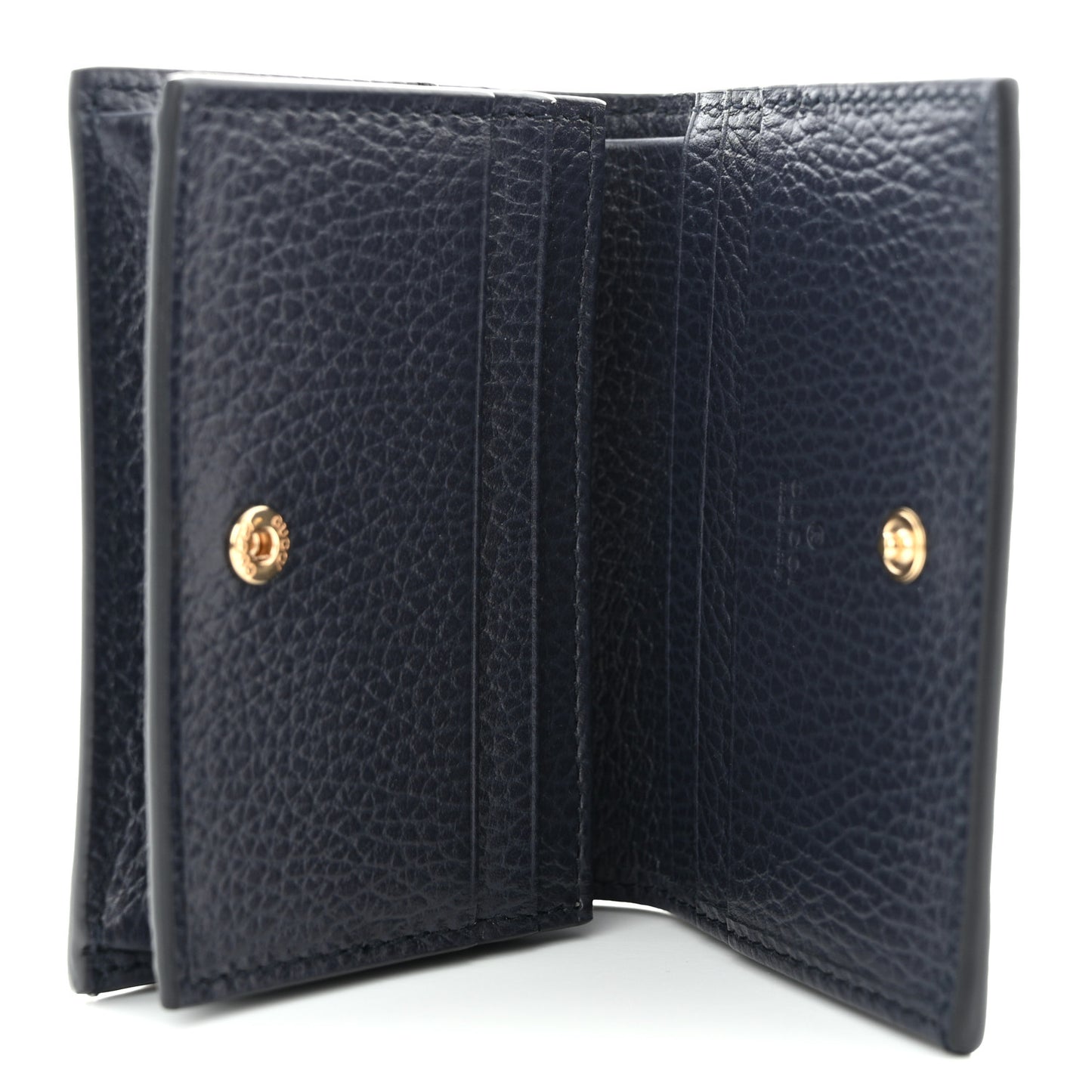 Dollar Calfskin GG Supreme Monogram GG Marmont Card Case Navy Beige Ebony