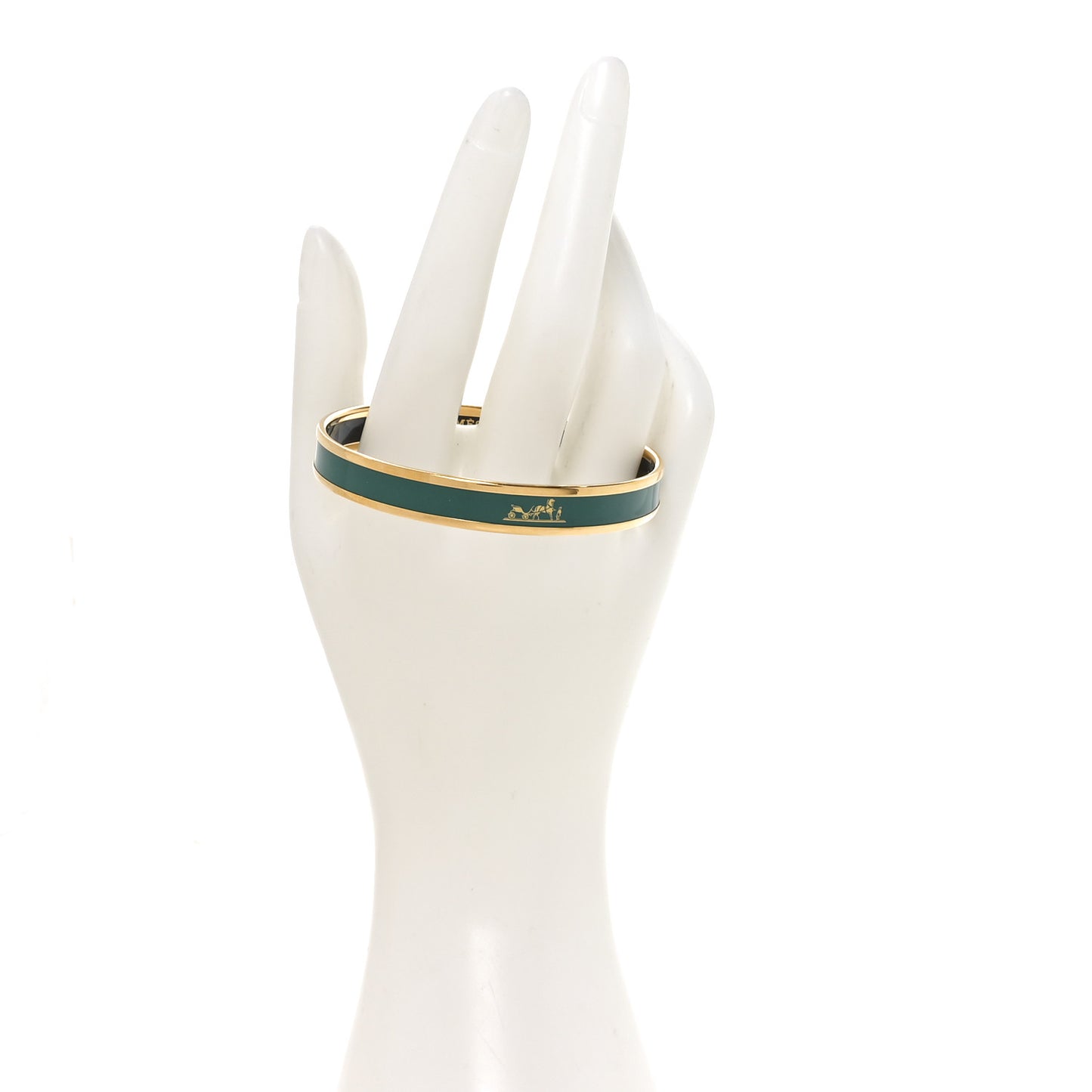 Enamel Printed Narrow Caleche Bracelet 65 Vert Sapin