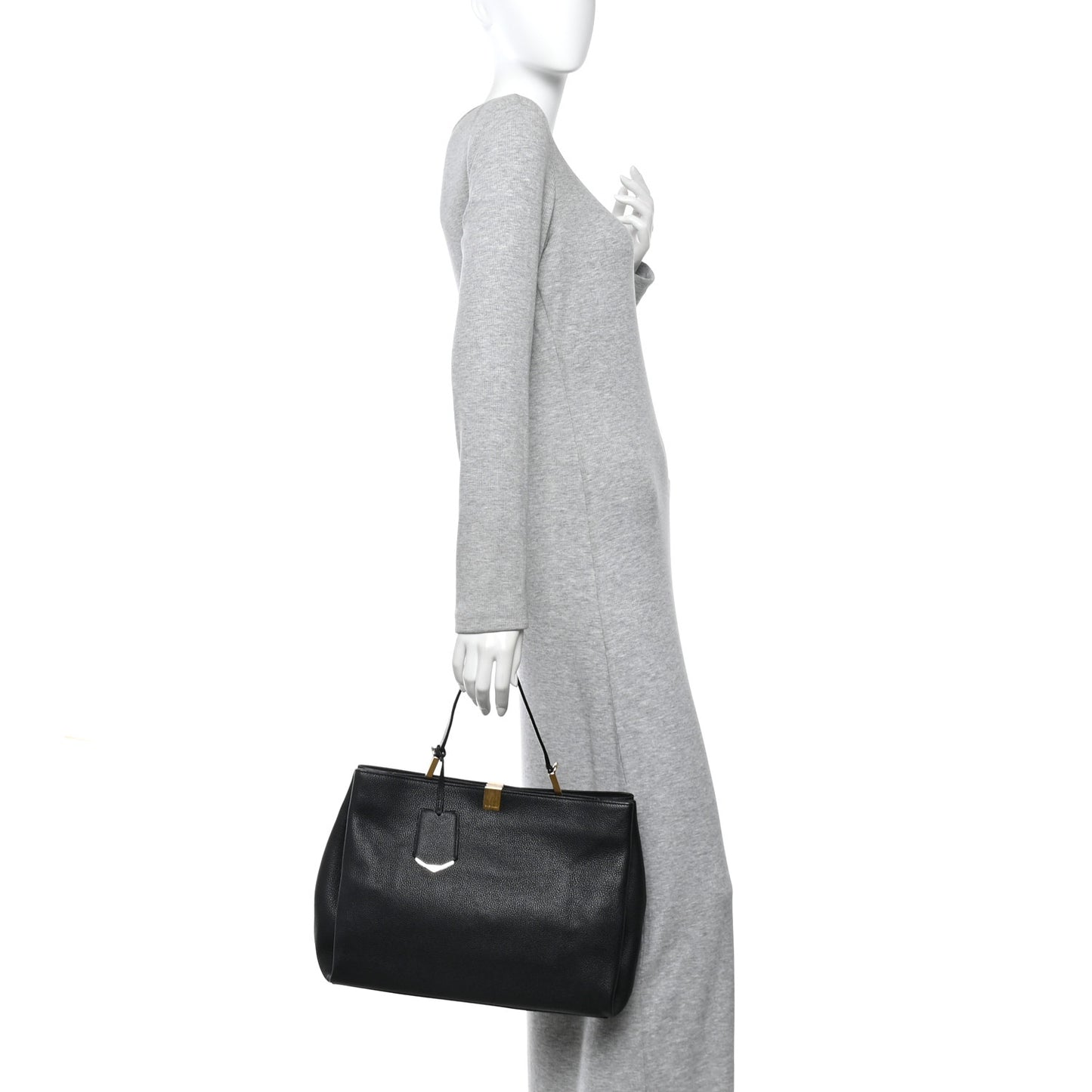 Calfskin Le Dix Soft Cabas M Shoulder Bag Black