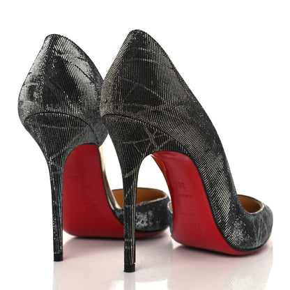 Christian Louboutin Tissu Etincelle Specchio Iriza 100 Pumps 38.5 Black Silver 4 of 8