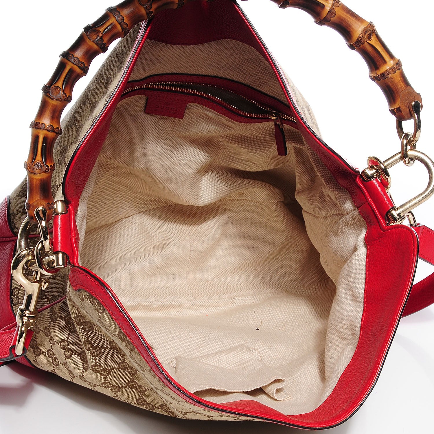 Gucci Monogram Medium Diana Bamboo Shoulder Bag Red 5 of 7