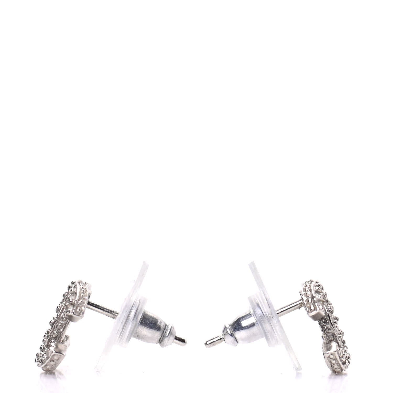 Chanel Crystal CC Earrings Silver 3 of 5