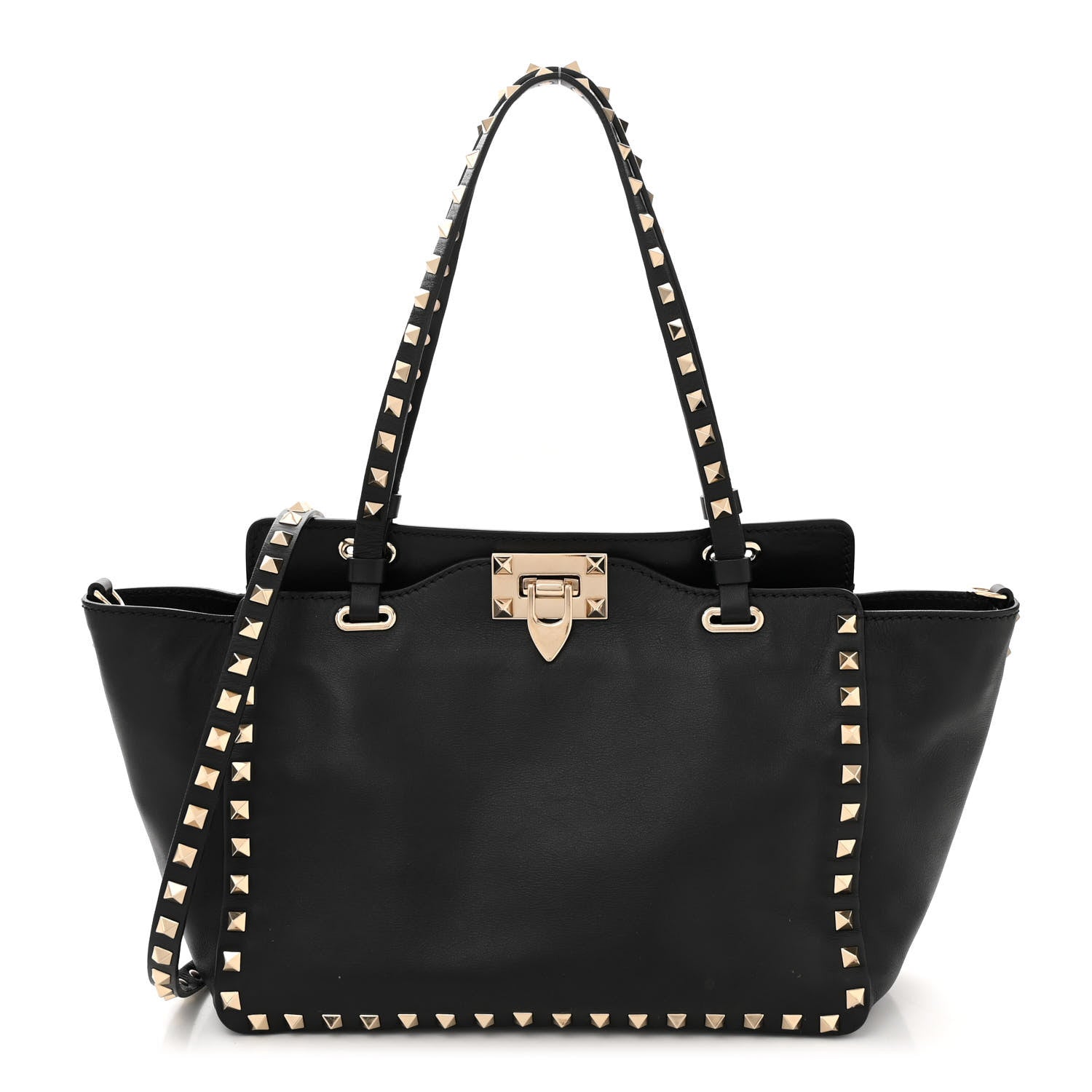 Valentino Garavani Vitello Small Rockstud Tote Black 1 of 10
