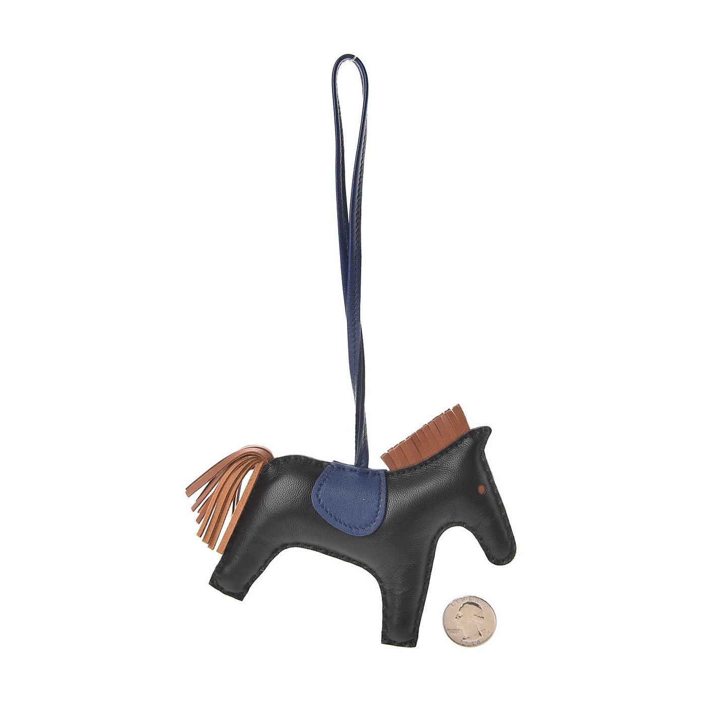 Milo Lambskin Grigri Rodeo Horse Bag Charm MM Black Bleu Saphir Gold