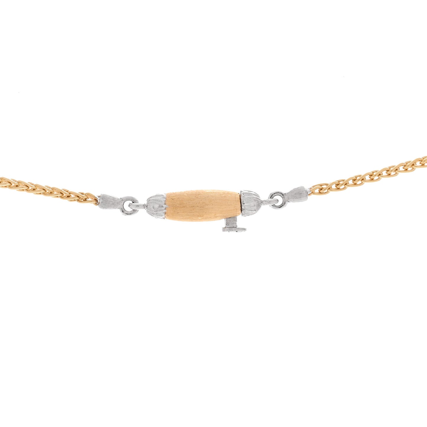 18K Yellow White Gold Diamond Ramage Pendant Necklace