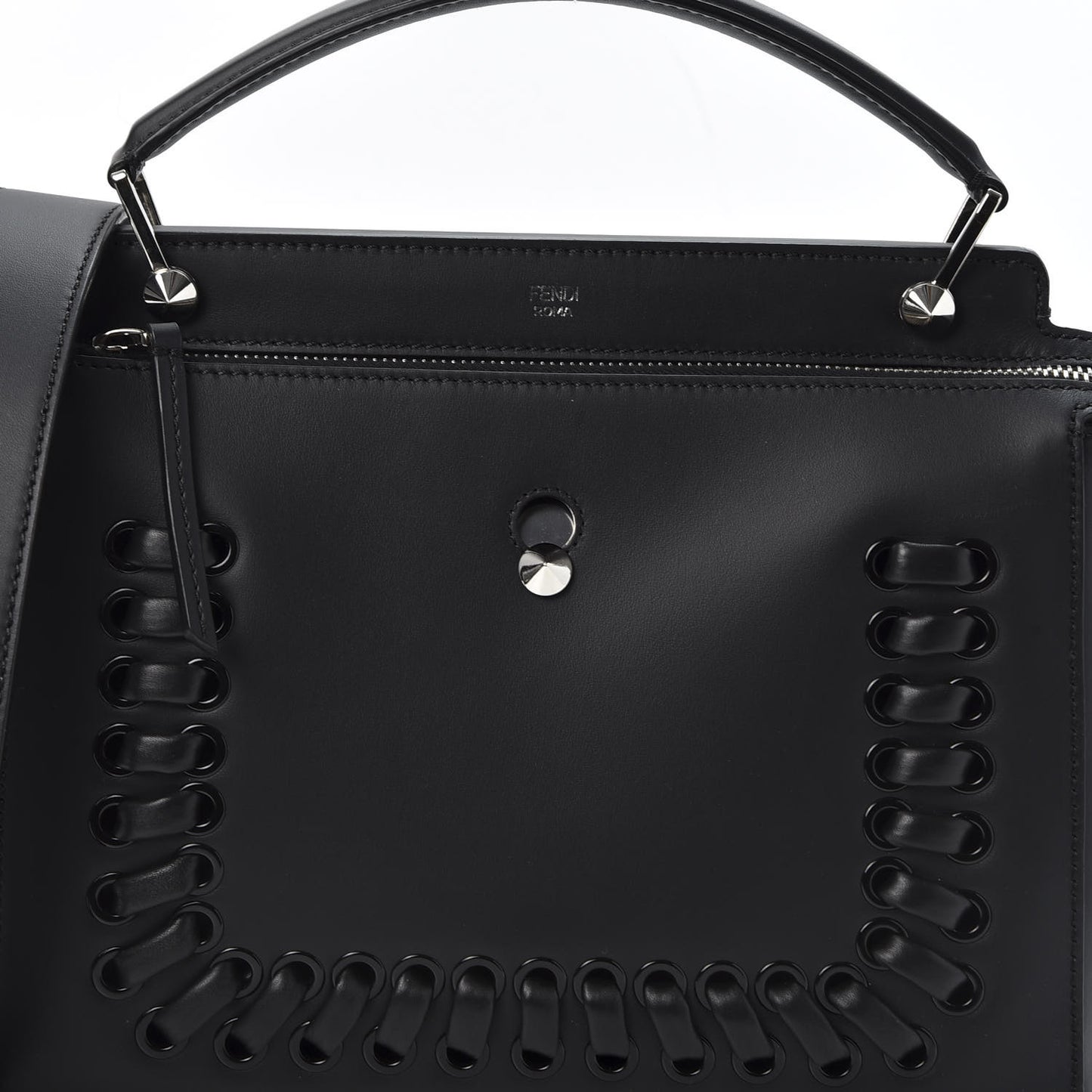 Vitello Baltico Dolce Shiny Nappa Lace Up DotCom Satchel Black Blue