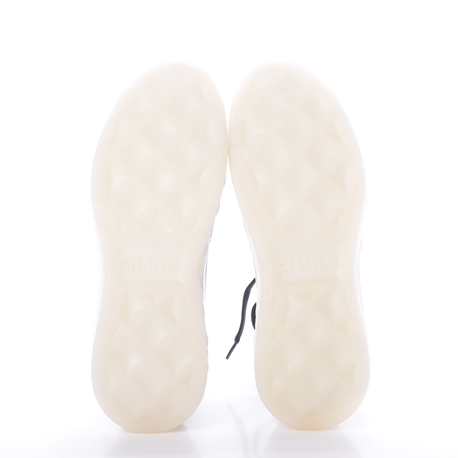 Chanel Nylon Calfskin Suede CC Sneakers 36.5 White Grey Yellow 7 of 11