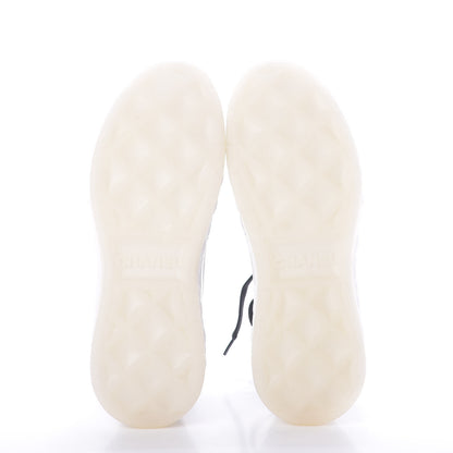 Chanel Nylon Calfskin Suede CC Sneakers 36.5 White Grey Yellow 7 of 11