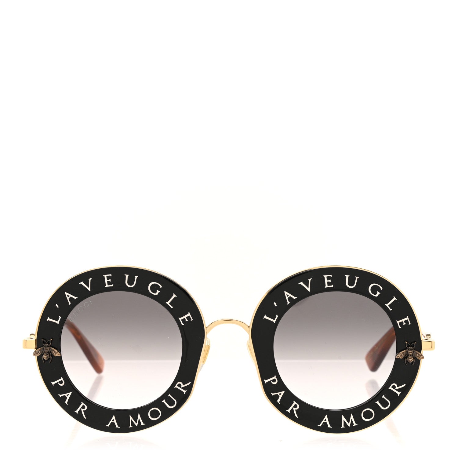 Gucci Metal L'Aveugle Par Amour Round Frame Sunglasses GG0113S Black 2 of 4