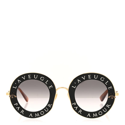 Gucci Metal L'Aveugle Par Amour Round Frame Sunglasses GG0113S Black 2 of 4
