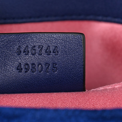 Gucci Velvet Matelasse Mini GG Marmont Shoulder Bag Cobalt Blue 7 of 9